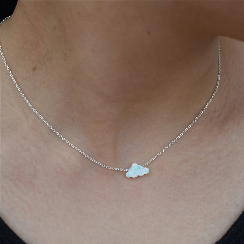 Женское ожерелье с подвеской в виде облака из белого опала | Украшения и