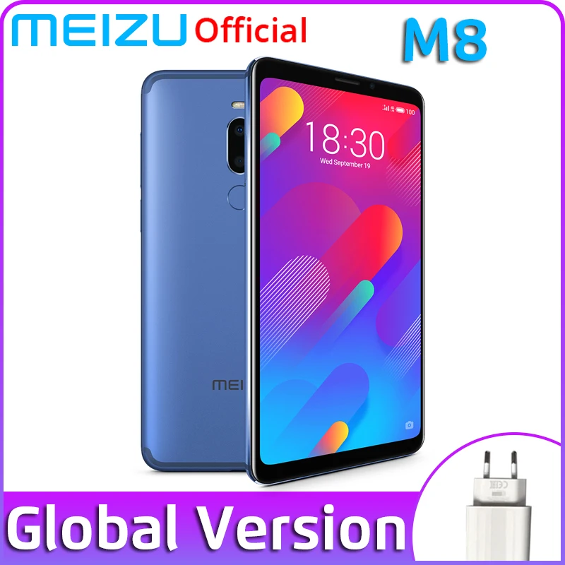 Глобальная версия Meizu M8, 4 Гб ОЗУ, 64 Гб ПЗУ, мобильный телефон V8, четыре ядра, полный экран, двойная задняя камера, 3100 мАч, отпечаток пальца