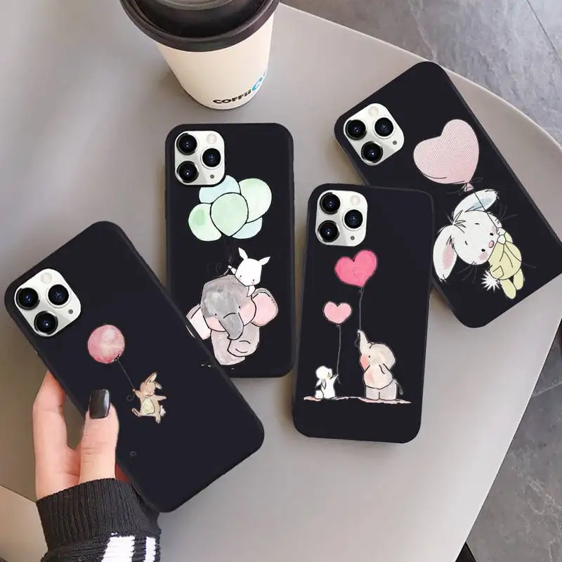 

Balloon mouse Elephant rabbit Phone Case for iPhone 13 12 11 mini pro XS MAX 8 7 6 6S Plus X SE 2020 XR