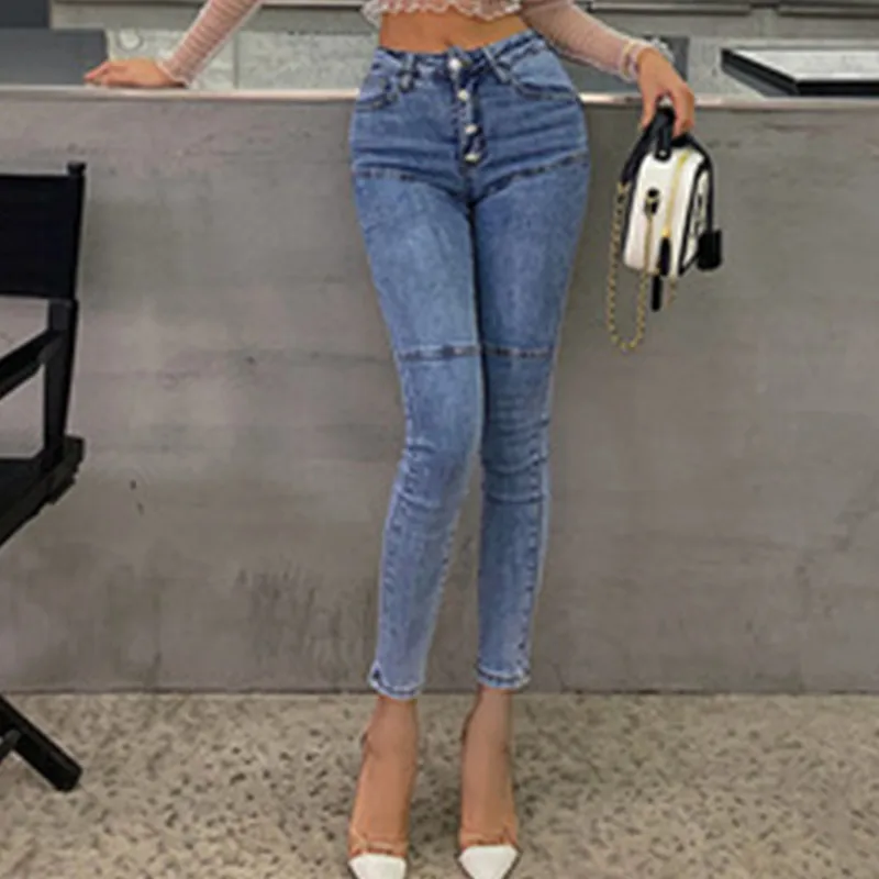 

Spring Summer 2021 New Jeans Women's High Waist Stretch Hip Slim Fit Skinny Skinny Feet Nine Points Pencil Pants