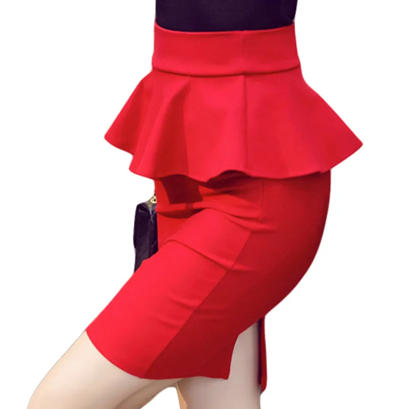 S 5XL размера плюс женская юбка 2019 модная офисная карандаш Женская с разрезом и