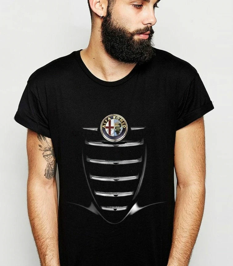 Мужская футболка модная мужская с эмблемой альфа-Ромео Логотип S черная забавная