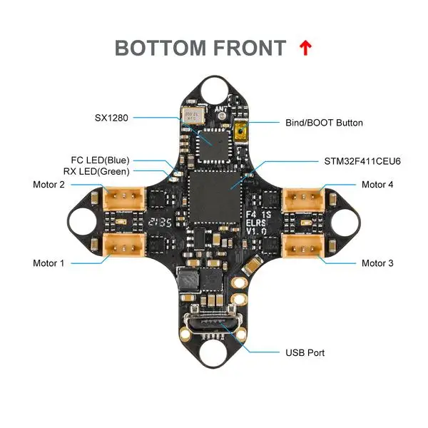 BETAFPV Racing Drone Parts F4 1S 5A AIO controlador de vuelo sin escobillas (ELRS 2,4G)-3