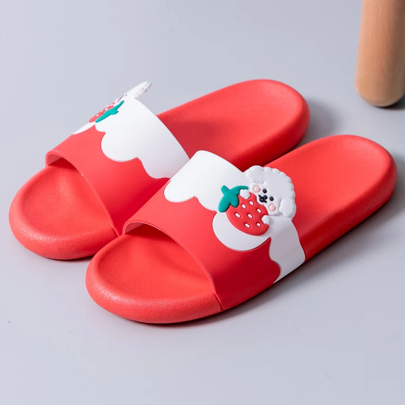 Женские летние шлепанцы Сандалии Пляжные с рисунком клубники персика Шлепанцы