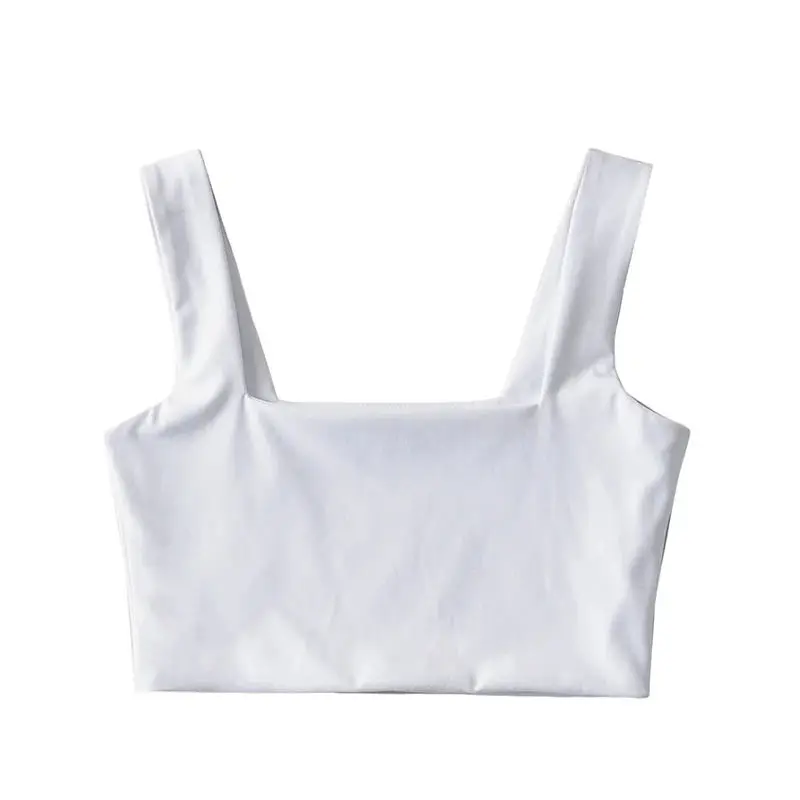 

Europe and the United States: square collar, exposed collarbone, suspender, vest, women's solid color wide shoulder strap