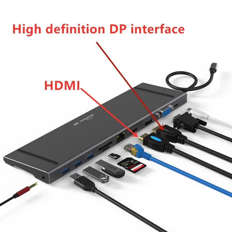 

Blueendles Hub usb C HDMI Multi USB 3.0 VGA Adapter Dock Accessories Type C 3.1 Splitter DP for MacBook Laptop docking station