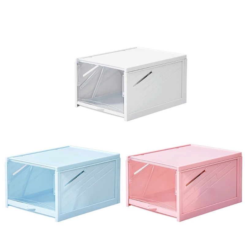 

Plastic Shoe Storage Box Stackable Pull Shoe Organizer Container for Men Women