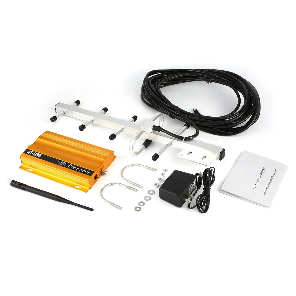 GSM 900mhz Mobile Phone Signal Booster Repeater Amplifier + Yagi Aerial Full-duplex Single-port Design AT-980 LESHP Piece