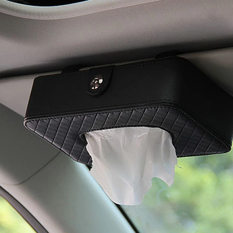 

Luxury PU Leather Hanging Tissue Box Pumping Tray Ceiling Skylight Type Tissue Box For Car Napkin Storage Holder