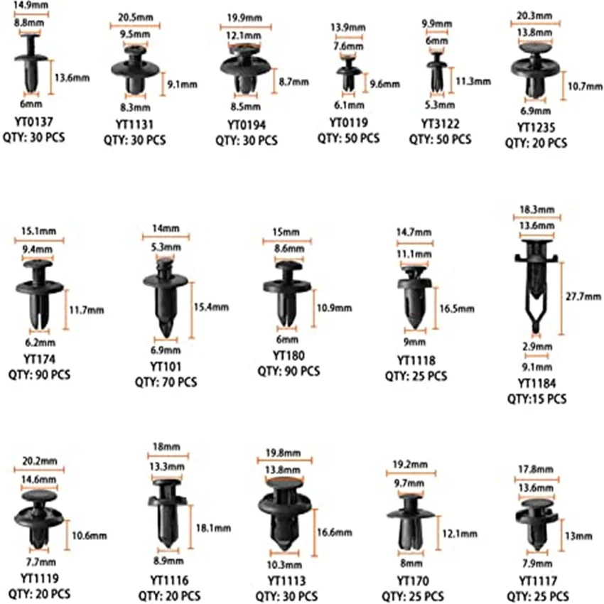 Автомобильные фиксаторы крепежные зажимы наборы кузовов автомобилей 16 самые