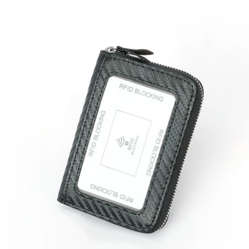 Мужской черный карбоновый RFID Тонкий Повседневный держатель для карт с 2