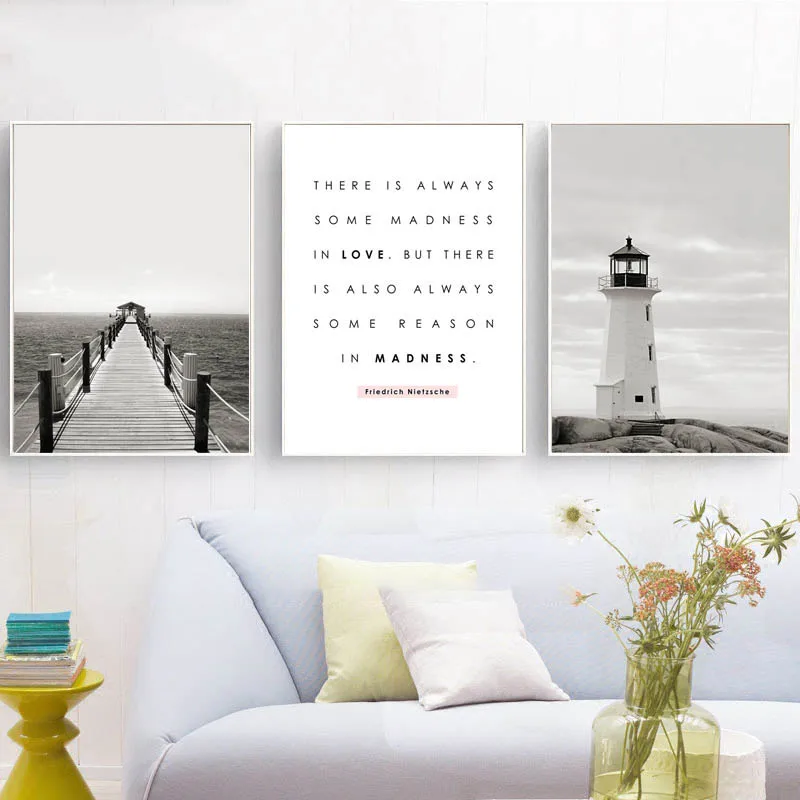 Постер в скандинавском стиле черно белые морские фотографии печать на холсте