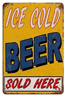 

Ice Cold Beer Tin Sign Wall Retro Metal Bar Pub Poster Metal 12x8 Inches