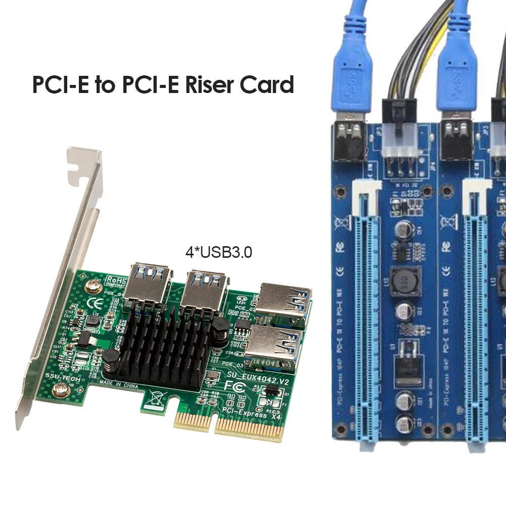

Адаптер для компьютерной карты, разъемы PCI-E к PCI-E, адаптер-удлинитель от 1 до 4 PCI-Express, слот USB 3,0, усилитель переходника