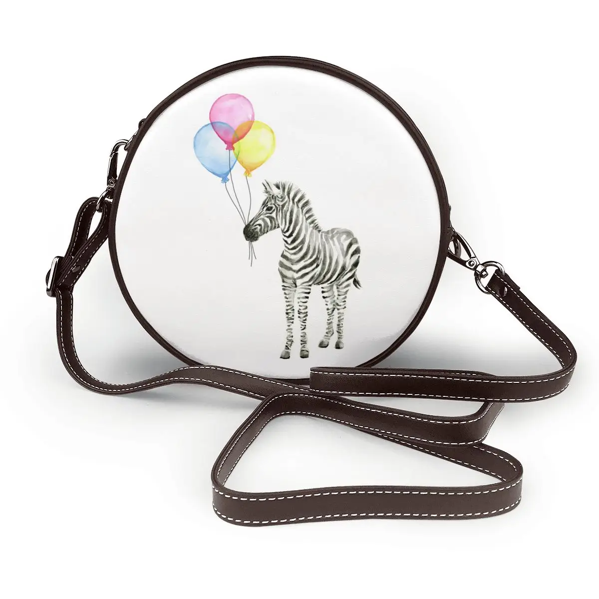 

Zebra Shoulder Bag Vintage Leather Work Round Bag Female Gifts Purse
