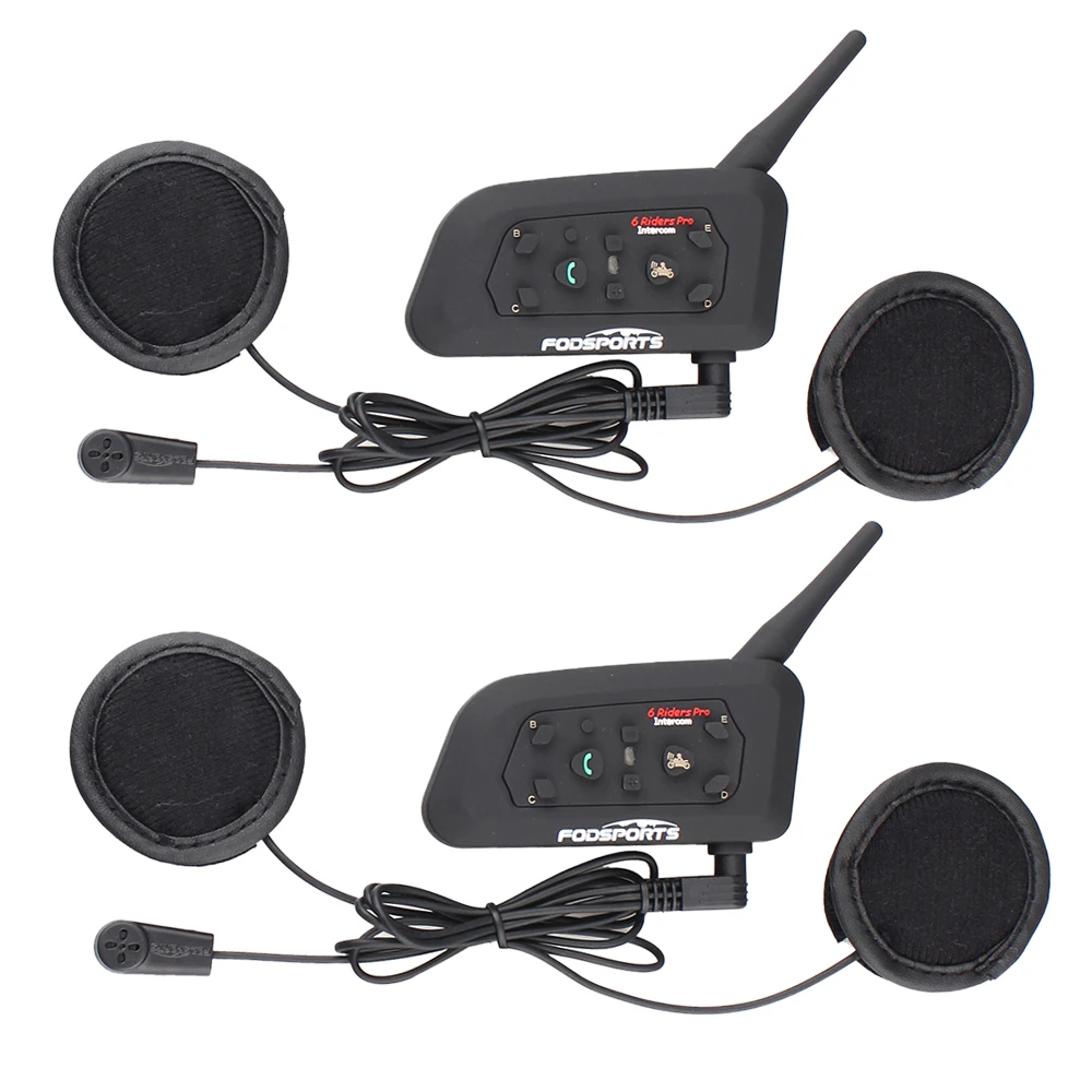2 шт. Fodsoprt V6 Pro мотоциклетный Bluetooth шлем гарнитуры домофон для 6 гонщиков BT беспроводной intercomunicador переговорные MP3 gps