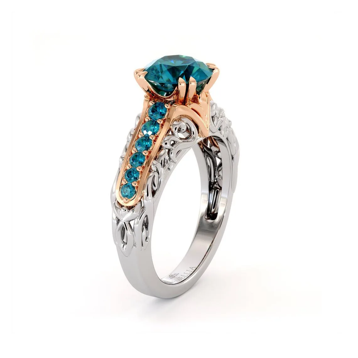 

Milangirl Fashion Ladies Ring Simple Geometric Blue Two-color Hollow Female Ring Personality Girl Jewelry