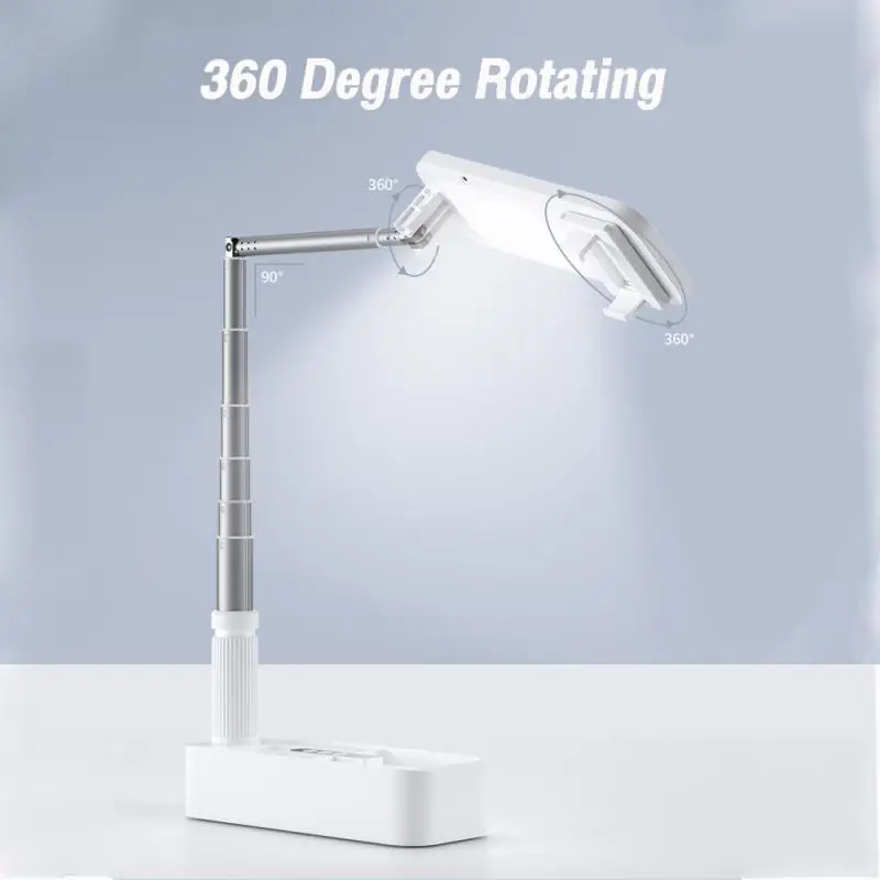 portable phone holder stand with wireless dimmable led selfie fill light lamp for live video fill light retractable phone stand free global shipping