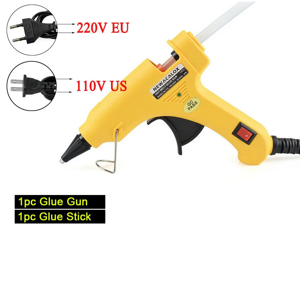 Yellow Glue Gun Newacalox 20 Вт EU/us вилку термоклей Пистолеты для склеивания с 20 штук 7 мм Клей-карандаш промышленных мини Пистолеты thermo клеевым пистолетом тепла Температура инструмент - Цвет: Yellow Glue Gun