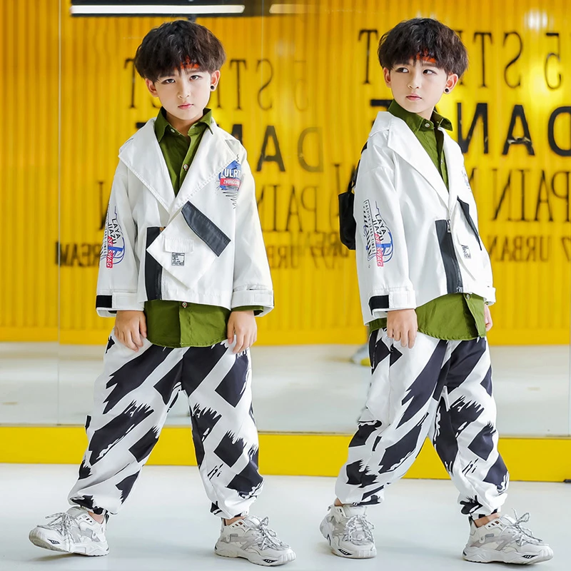 Детский костюм в стиле хип-хоп уличная одежда для мальчиков выступлений на сцене