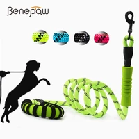 benepaw strong medium large dog leash reflective comfortable padded double handles non slip training pet leash anti tangle