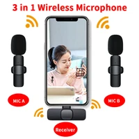 one for two wireless lavalier microphone portable audio video recording mic for iphone android live game mobile phone