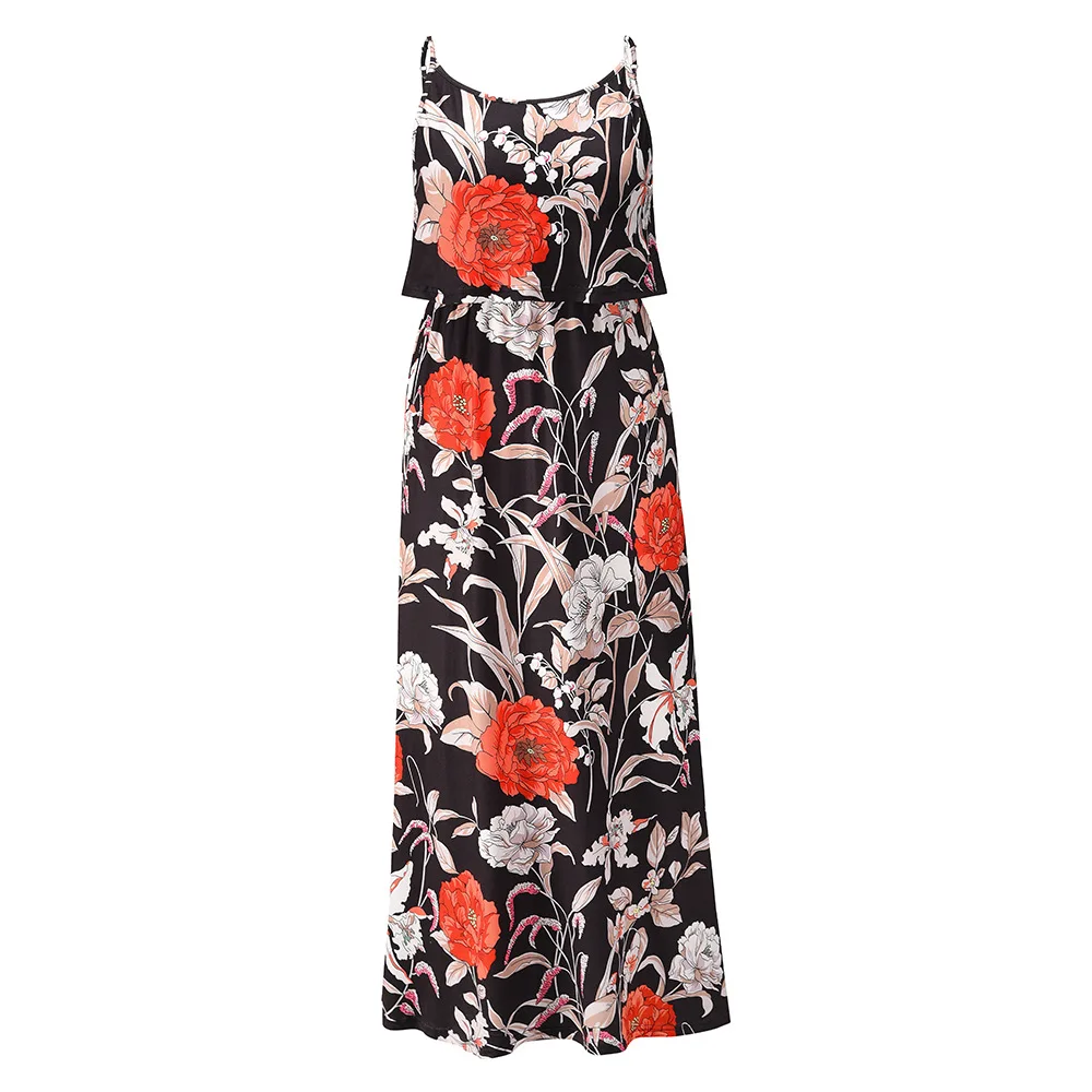 

Summer Flowered Dress 2021 New Bohemian Spaghetti Strap Slash Neck Sexy Stylish and Casual Beach on Vacation for Women