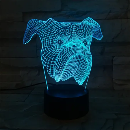

Bull Dog 3D LED Night Light Lamp Friend Baby Gift Nightlight USB or Battery Powered Office Decorative Lamp 7/16 colors 3D-341