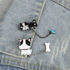 Милая собачка, цепочка для кота, броши, животные, бульдог, рыбка, значок, брошь для куртки, рюкзака, аксессуары, ювелирное изделие, подарок для друзей, детей