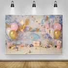 Laeacco розовые воздушные шары замок эльф девочка принцесса ребенок душ фотография Фон День рождения баннер для фотосъемки студийный фон