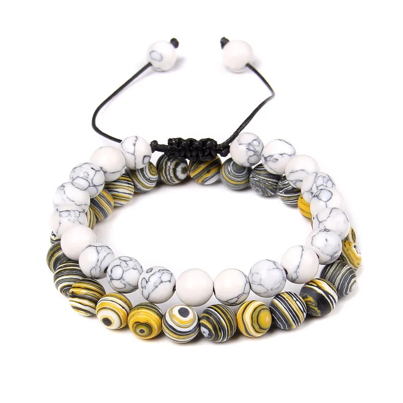 

Amazon express popular 2 bracelets, a set of 8mm energy white pine suit, hand rope, lovers' hand ornaments bracelet for women