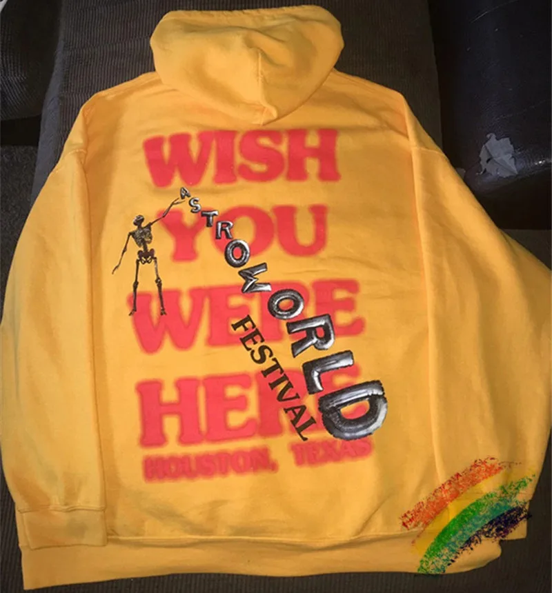 Мужская и Женская толстовка с капюшоном Travis Scott оранжевый пуловер