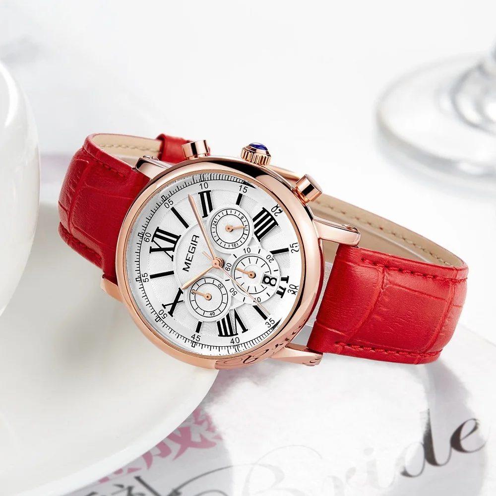 Часы наручные MEGIR женские кварцевые модные брендовые Роскошные спортивные для