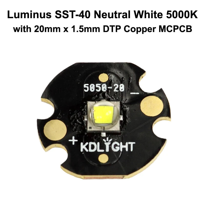 Luminus SST-40 N5 DD нейтральный белый 5000K светодиодный излучатель с KDLITKER 16 мм/20 мм DTP Copper