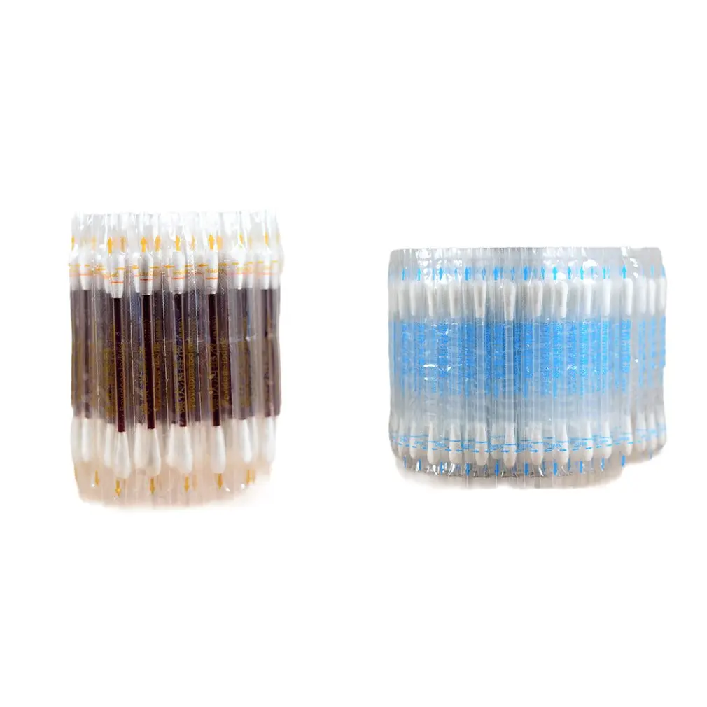 50Pcs Disposable Medical Multifunction Disinfected Stick Ears Clean Make Up Wood Iodine Double-Cotton Swab Portable Bar |