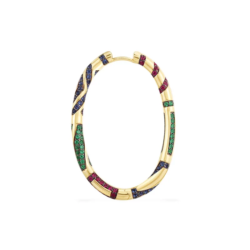 Женские серьги кольца из серебра 925 пробы с фианитами|Серьги-кольца| |