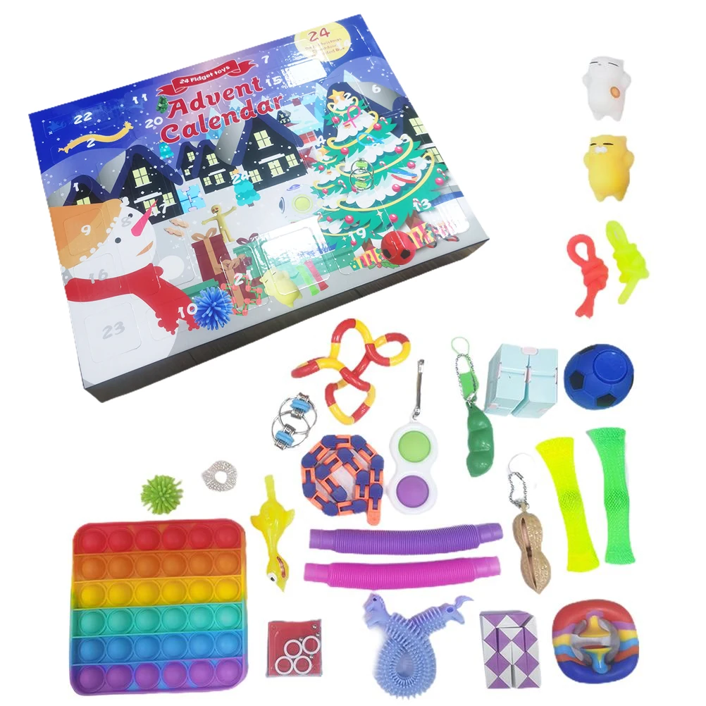 Push Antistress Fidget Toys 24 Pack Christmas Countdown Calendar Toys Box Advent Calendar Sensory Gift for Xmas Holiday Party