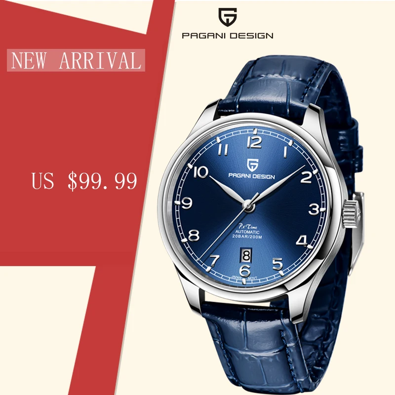 

Pagani Design New Mechanical Watch Men Pilot Watch NH35 Stainless Steel 200m Waterproof Watch Diver Fashionc Leather Wristwatch