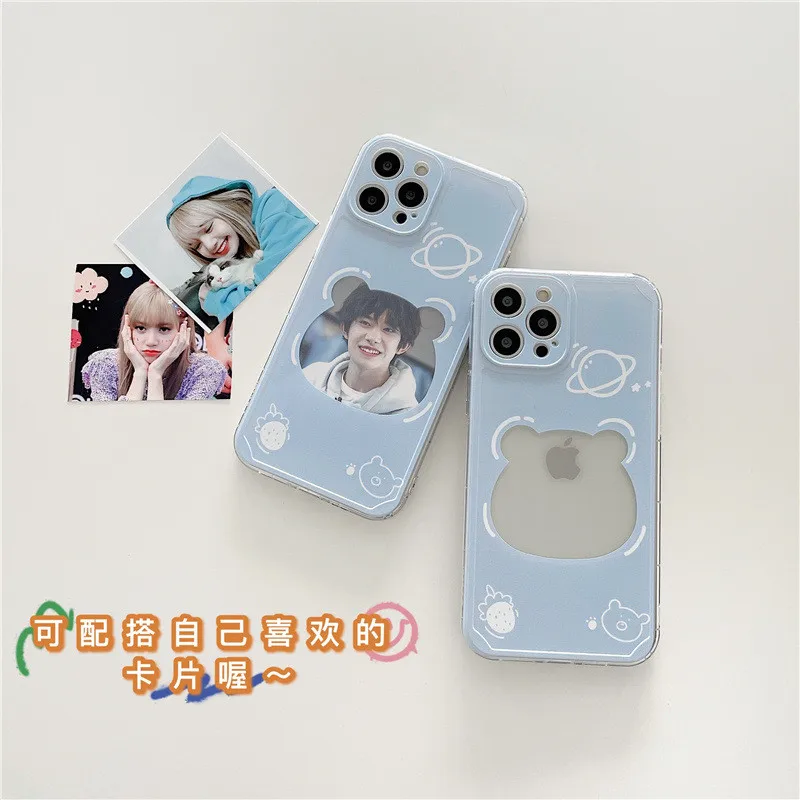 Мультяшный медведь фото рамка DIY чехол для телефона iphone 12 pro max 11 7 8 plus x xr xs SE2
