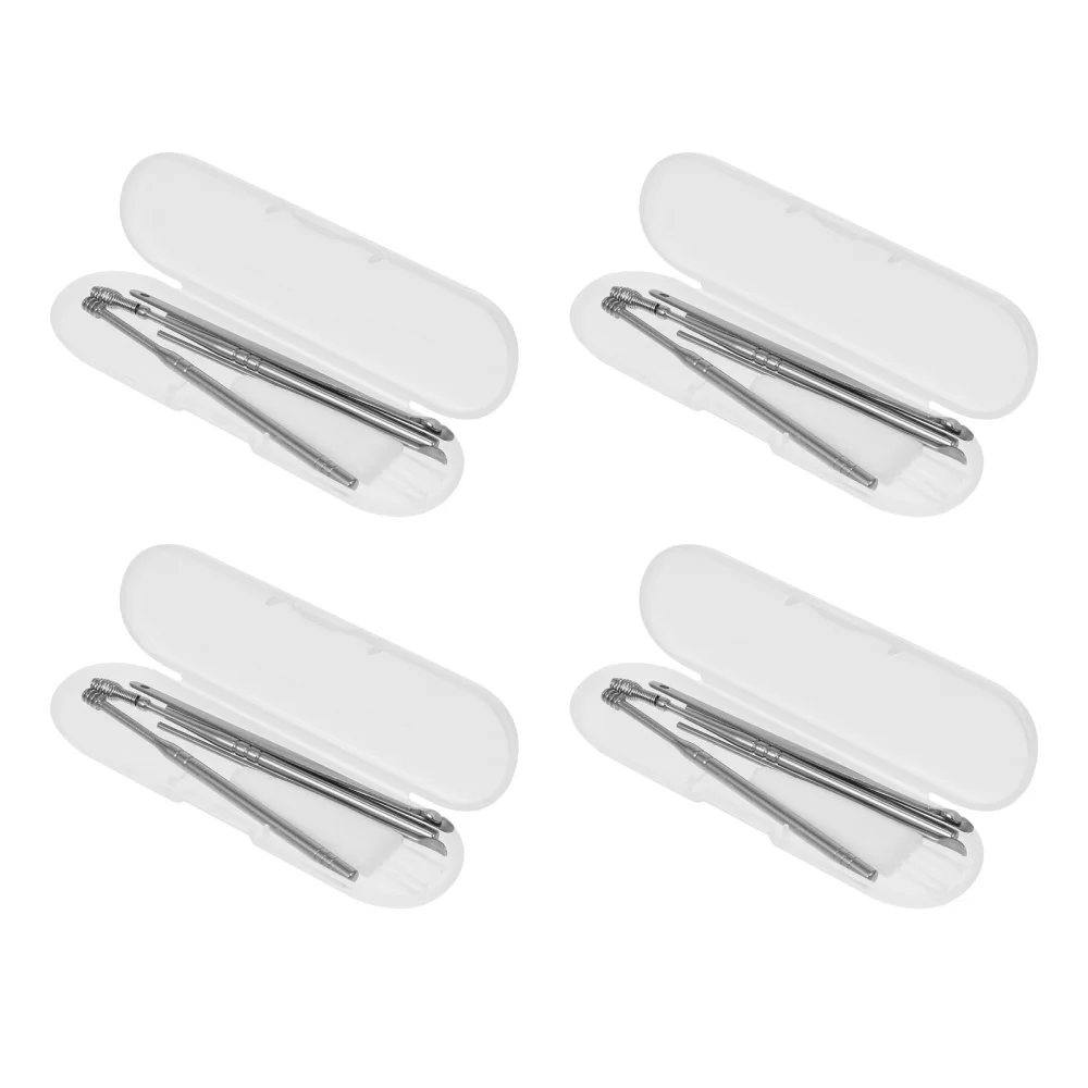 

4 Boxes of Household Earwax Spoons Stainless Ear Cleaning Scoops (Random Color)