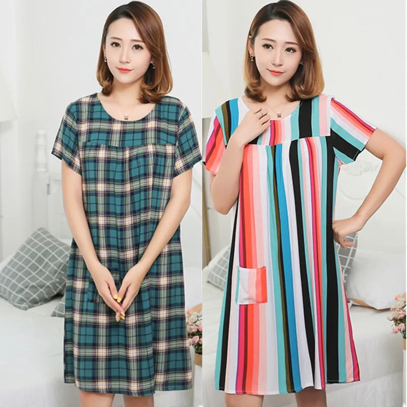 

Women Loose Middle-Aged And Elderly Casual Cotton Sleepwear Pregnant Women Nightgown Nighties Summer Cotton Nightdress