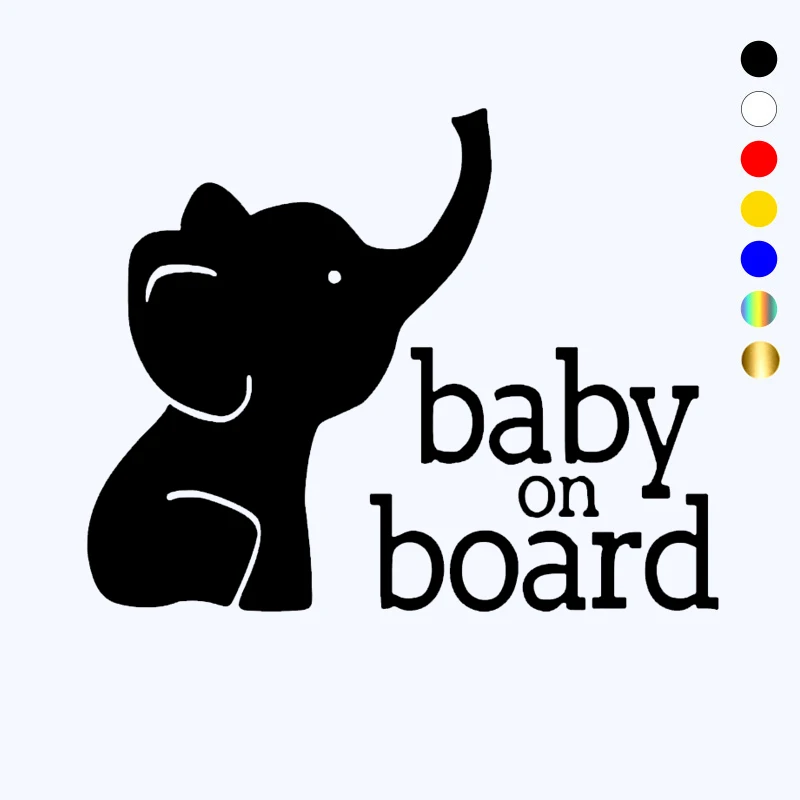 

CK20874# Various Sizes Elephant Baby on Board Die-Cut Vinyl Decal Car Sticker Waterproof Auto Decors on Bumper Window Laptop