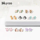 Новый Kawaii Стиль цветов и животных с милым динозавром и Кит Пингвин, лиса мультфильм акриловой смолы с принтом ручной работы акриловые серьги со вставками из эпоксидной смолы