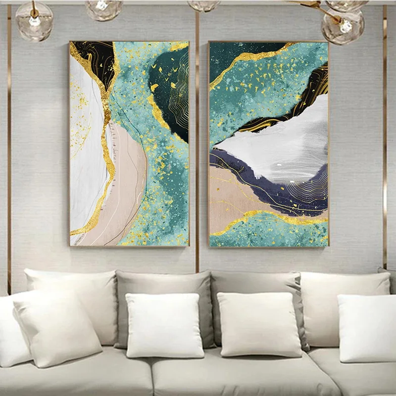Абстрактные золотые постеры Мраморная настенная Картина на холсте современные