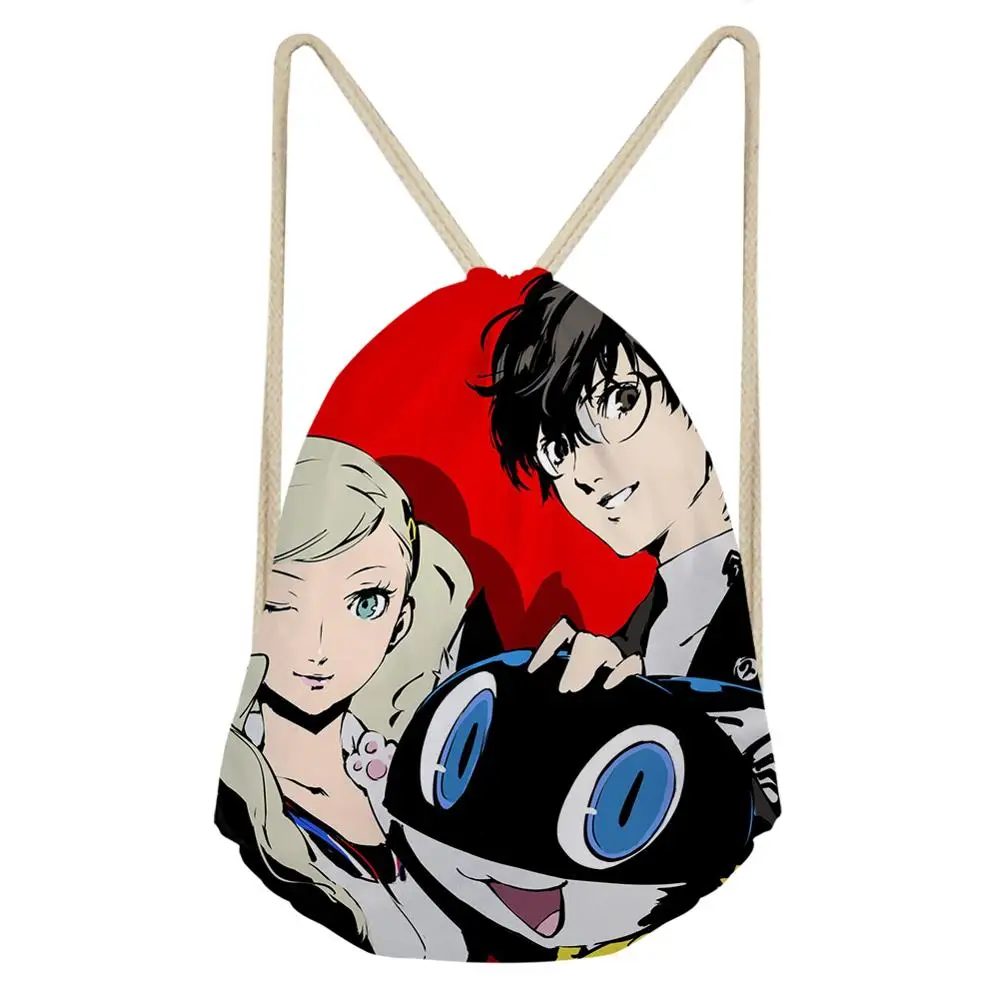 PERSONA 5 Drawstring Bags For Women Girls P5 Joker Print Backpack Kids String Rucksack Travel Storage Pouch Dropship |