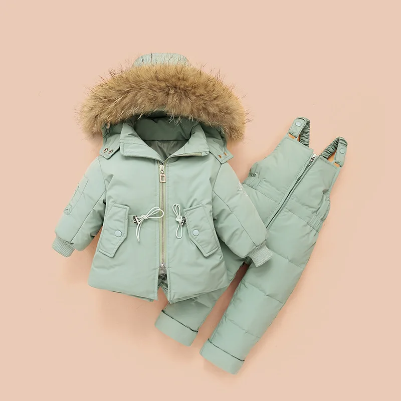 Детский пуховик и комбинезон зимний комплект одежды из 2 предметов для маленьких