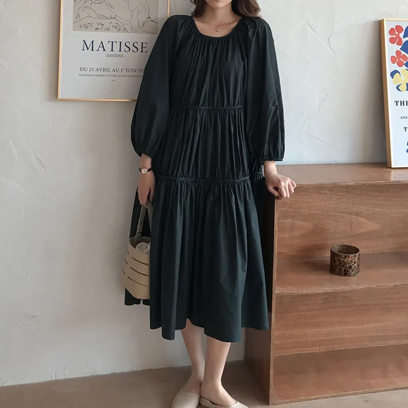 LANMREM 2020 Новинка весна и фонарь плиссированный Свободный пуловер большой размер