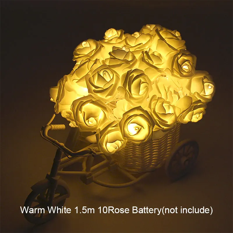 Warm White 1.5m 10 YINUO свеча 1,5/2,5 м розовый цветок светодиодный гирлянды на батарейках Рождественские Праздничные огни на День святого Валентина свадебные украшения - Испускаемый цвет: Warm White 1.5m 10