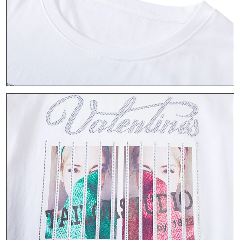 

Diamonds T Shirt Women Clothes 2020 Summer Tops Letter Pirnt Korean Fashion Cotton Tshirt Woman T-Shirt Female Tee Shirt Femme