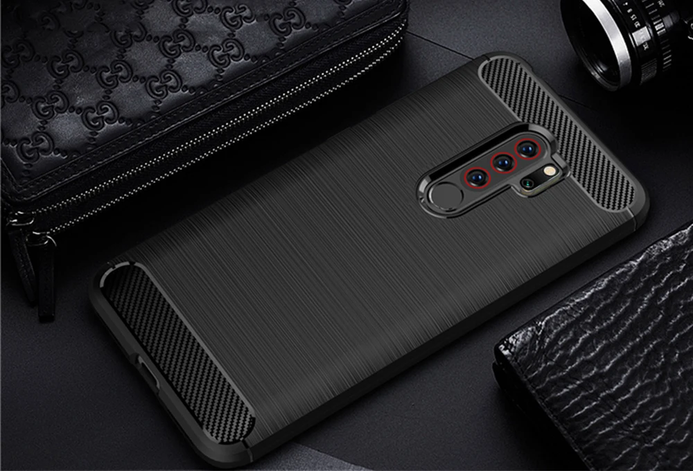 Для Xiaomi Redmi Note 8 Pro Чехол из углеродного волокна чехол 360 полная защита чехол для телефона Redmi Note 8 чехол противоударный бампер - Цвет: Черный